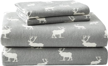 Eddie Bauer - Twin Sheets, Cotton Flannel Bedding Set, Brushed For Extra Softness, Cozy Home Decor (Elk Grove, Twin)