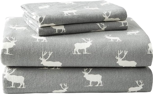 Eddie Bauer - Twin Sheets, Cotton Flannel Bedding Set, Brushed For Extra Softness, Cozy Home Decor (Elk Grove, Twin)