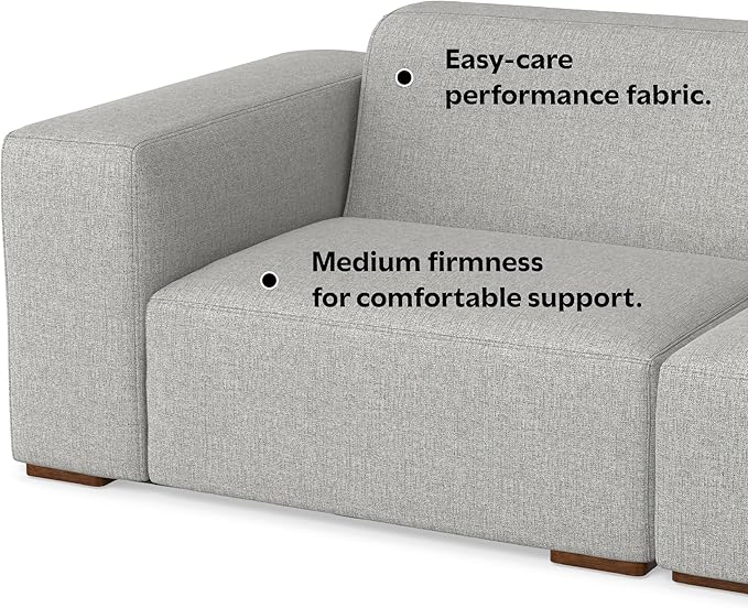 SIMPLIHOME Rex 3-Seater Modular Sofa in 100% Recycled Polyester Tightly Woven Performance Fabric, Pale Grey, 122-inches Wide, Handcrafted Modern-Style Couch for Living Room and Family Room