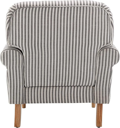 Mid Century Modern Accent Chairs Set of 2 Linen Fabric Armchair Wide Reading Chairs Upholstered Lounge Couch Chair for Bedroom/Living Room, Black Stripe