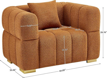 VANOMi Oversized Accent Chairs Set of 2, Boucle Arm Chair with Deep Seat, Oversized Comfy Reading Chair for Living Room, Bedroom, Office, Apartment，Curry (2 Piece)