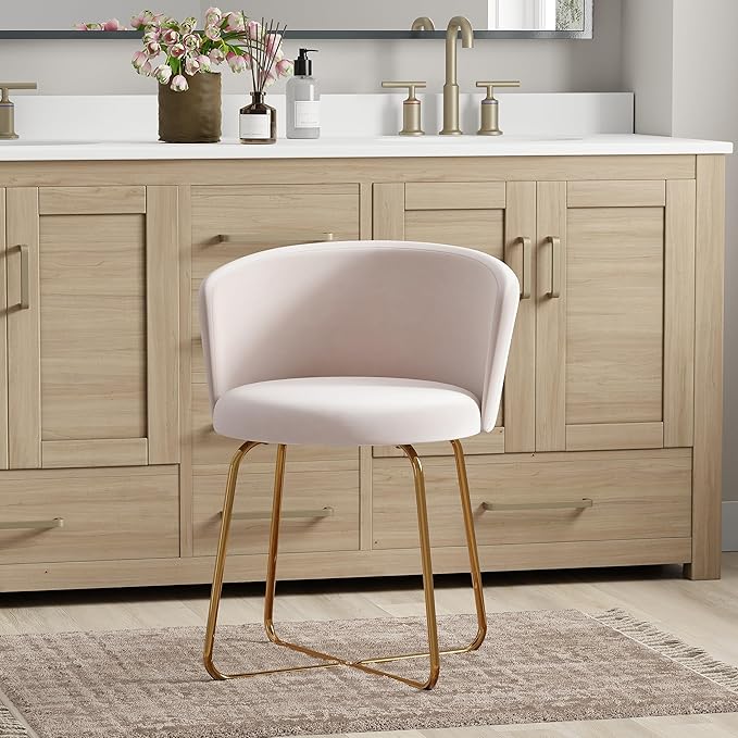 Hillsdale Marisol Metal Vanity Stool for Makeup Room or Bathroom, Gold
