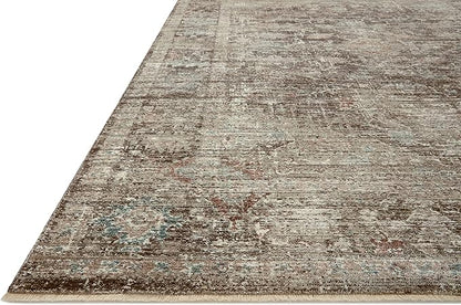 Loloi Magnolia Home by Joanna Gaines Millie Collection MIE-03 Charcoal/Dove 9'-6" x 9'-6", .25" Pile Height, Round Area Rug