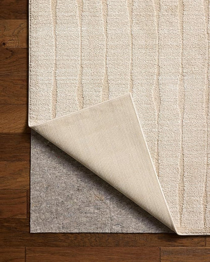 Loloi Chris Loves Julia Calvin Collection CLV-02 Ivory/Oatmeal 7'-10" x 7'-10" Round Area Rug Checkered Neutral Soft Living Room Bedroom Carpet