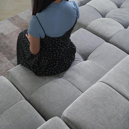 WJShome Oversized Modular Sectional Sofa, V Shaped Couch with Ottoman,Sectional Couches for Living Room,Large Linen Deep Seat with Pillow Couches for Home,Spacious Space,Gray
