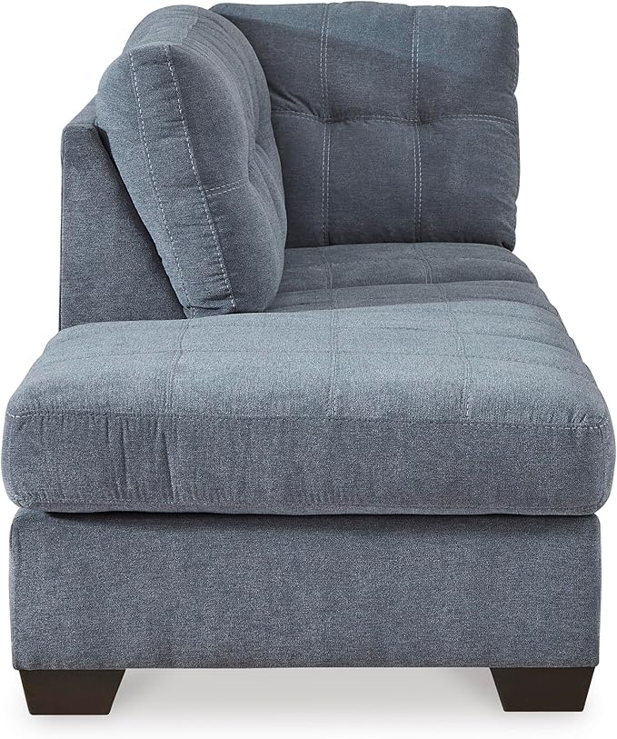 Signature Design by Ashley Marleton Contemporary Left-Arm Facing Tufted 2-Piece Sectional with Chaise and Loose Seat Cushions, Blue