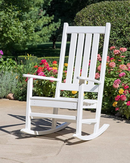 POLYWOOD Vineyard Porch Rocking Chair, HDPE Outdoor Rocker, Patio Furniture, Black, Made in USA