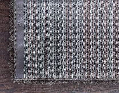 Unique Loom Solid Shag Collection Area Rug (2' 6" x 19' 8" Runner, Graphite Gray)