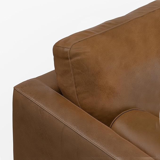 SIMPLIHOME Morrison Right Sectional Sofa in Full-Grain Genuine Leather, Caramel Brown, 102-inches Wide, L-Shaped Leather Couch with Right Chaise for the Living Room and Family Room