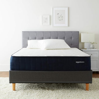 Amazon Basics Gel-Infused Memory Foam Mattress, 12-Inch Hybrid, Cushion Firm, Cool Touch, CertiPUR-US® Certified Foam, King, White / Gray