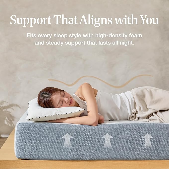 LIFEMENT Basic King Graphite Infused Memory Foam Mattress in a Box | Medium Firm Bed, Fiberglass Free, Certified Safe Foam, Cooling Pressure Relief Support, 8 Inch