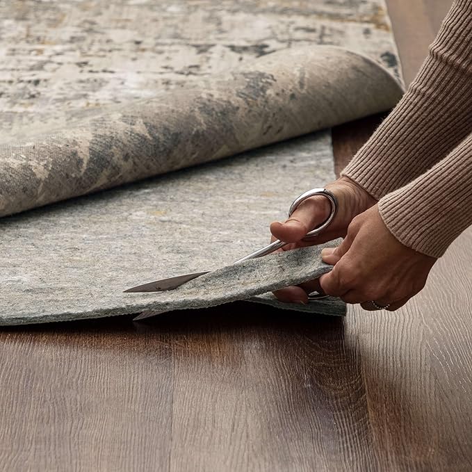 Mohawk Home 8' x 11' Non Slip Rug Pad Gripper 3/8 Thick Dual Surface Felt + Rubber Gripper - Safe for All Floors