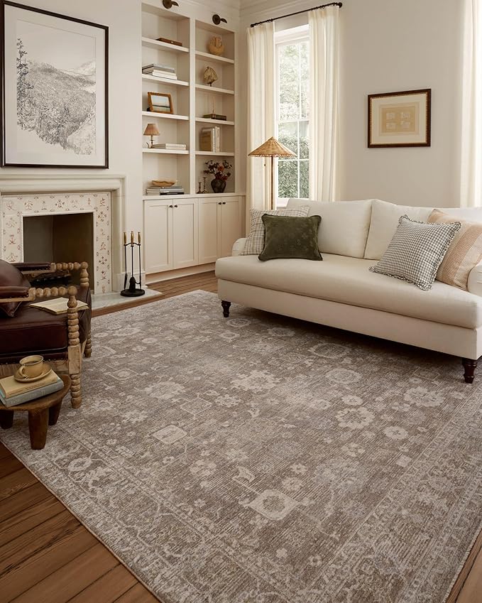 Loloi Chris Loves Julia Louisa Collection LOI-03 Taupe/Ivory 3'-6" x 5'-6", .38" Pile Height, Accent Rug