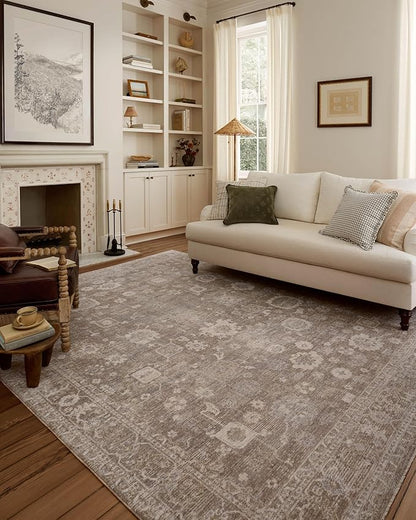 Loloi Chris Loves Julia Louisa Collection LOI-03 Taupe/Ivory 2'-7" x 8'-0", .38" Pile Height, Runner Rug