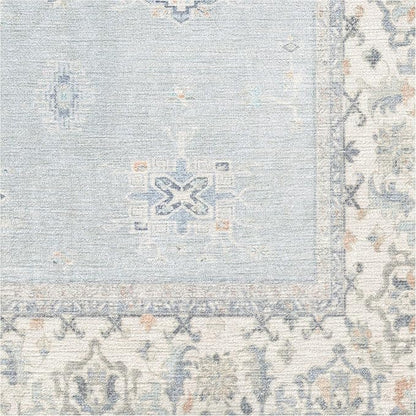 RUGGABLE Washable Vintage Runner Rug – Verena Soft Blue 2.5x7, Stain-Resistant, Non-Slip Hallway Runner – Machine Washable Rug for Hallway, Entryway, Living Room & Kitchen–with Standard Pad