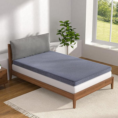 VECELO Gel Infused Memory Foam Mattress Topper Twin Size, 4 Inch Fresh Cooling Mattress Pad with Washable Cover for Twin Mattress, Pain Pressure Relieve Bed Topper, Breathable, Comfort