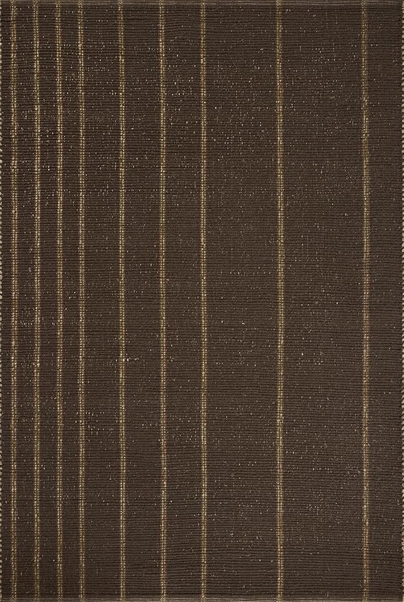 Loloi Leanne Ford Weatherstaff Collection WTS-01 Espresso/Natural 2'-3" x 3'-9" Accent Rug Jute, Striped, Neutral, Entryway, Mudroom, Bathroom, and Kitchen