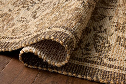 Loloi Chris Loves Julia Rue Collection RUE-03 Bark/Mocha 5'-0" x 7'-6" Area Rug Jute Neutral Floral Living Room Bedroom Rug