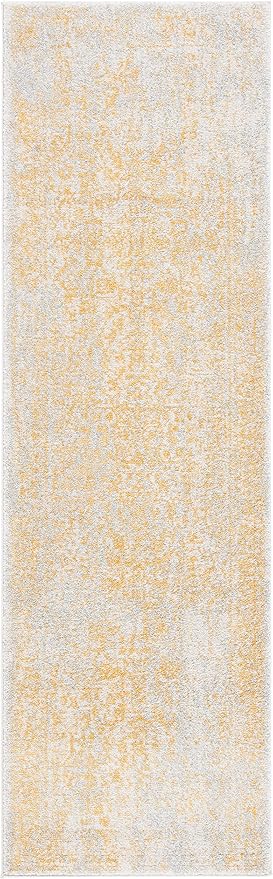 SAFAVIEH Evoke Collection Runner Rug - 2'2" x 9', Ivory & Gold, Distressed Design, Non-Shedding & Easy to Clean, Ideal for Foyer, Bedroom, Kitchen, Hallway (EVK256B)