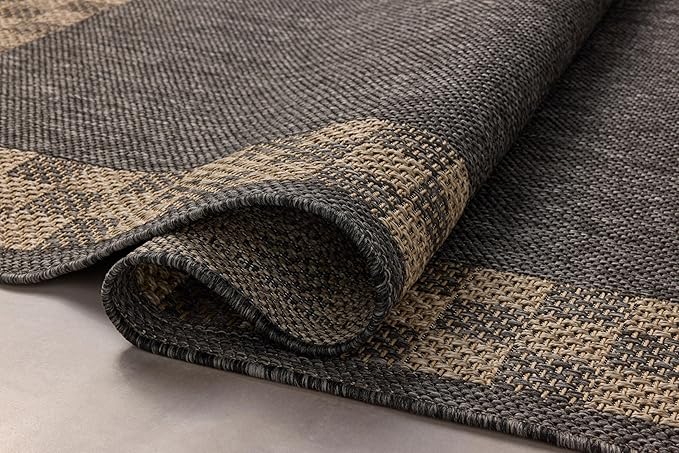 Loloi Chris Loves Julia Providence Collection PRC-01 Charcoal/Natural 8'-6" x 12', .12" Pile Height, Indoor/Outdoor Area Rug