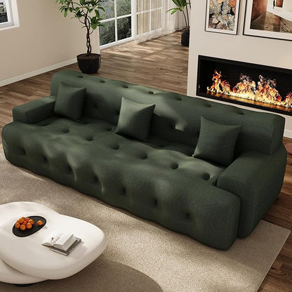 114'' Oversized Sectional Couches for Living Room Boneless Modular Sectional Sofa Plush Cloud Modular Couch Modern Sectionals with Deep Seat, No Assembly Required, 3 Seater, Green