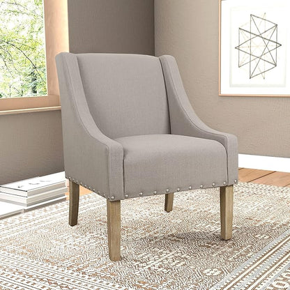 Homepop Home Decor | Upholstered Classic Swoop Arm Accent Chair | Accent Chairs for Living Room & Bedroom | Decorative Home Furniture, Sand Dune