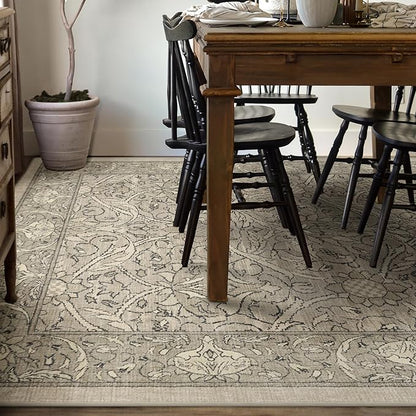 RUGGABLE x Morris & Co Washable Area Rug – Montreal Natural Stone 8x10, Stain-Resistant, Non-Slip – Large Machine Washable Rugs for Living Room, Bedroom, Hallway, Entryway & Office–with Cushioned Pad
