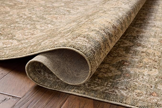 Loloi Chris Loves Julia Palma Collection PLM-03 Lagoon/Natural 6'-3" x 9'-6" Area Rug Vintage Style Boho Living Room Bedroom Carpet