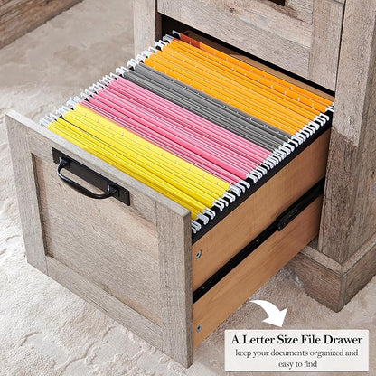 RedLemon 60" Farmhouse Executive Desk, Home Office Desk with Drawers, Charging Station, Keyboard Tray, File Drawer, Storage Cabinet, Wood Rustic Computer Writing Desk (Light Rustic Oak)