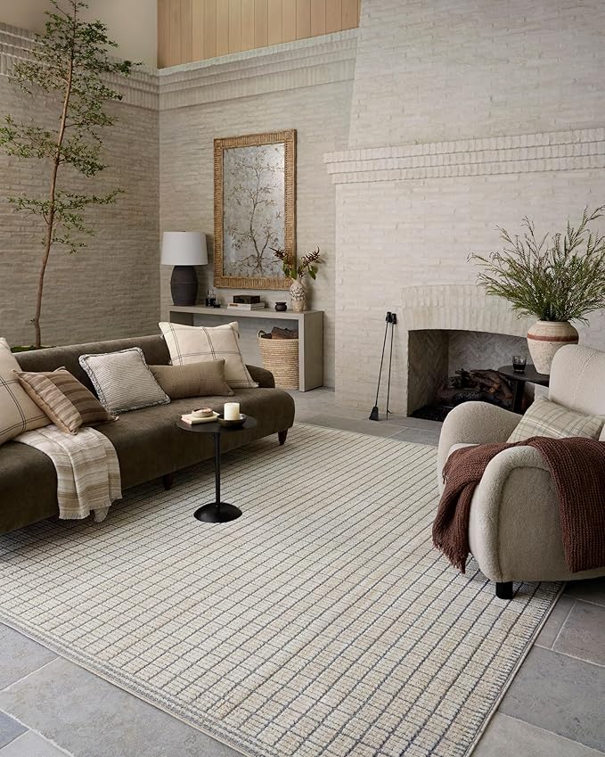Loloi Amber Lewis Bexley Collection BEX-04 Slate/Natural 2'-7" x 10'-0" Runner Rug Neutral, Textured, Living, Bedroom, Dining, Carpet