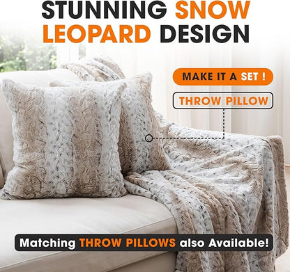 Cheer Collection Embossed Faux Fur Throw Blanket - Ultra Soft Fuzzy Blanket, 60" x 70" - Snow Leopard