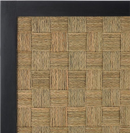 SAFAVIEH Home Collection Halvor Rattan Queen Size Headboard Black Frame & Natural Brown