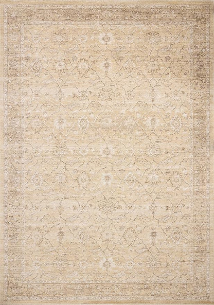 Loloi Chris Loves Julia Palma Collection PLM-10 Wheat/Bark 3'-6" x 5'-6" Fringe Accent Rug Vintage Style Boho Living Room Bedroom Carpet