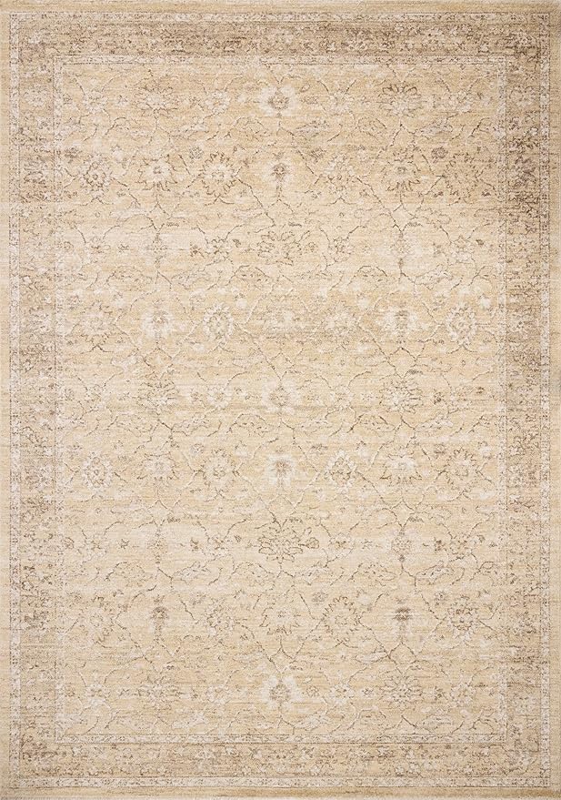 Loloi Chris Loves Julia Palma Collection PLM-10 Wheat/Bark 2'-7" x 12'-0" Fringe Runner Rug Vintage Style Boho Living Room Bedroom Carpet