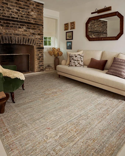 Loloi Chris Loves Julia Ida Collection IDA-05 Spa/Sunrise 2'-7" x 8'-0", .19" Pile Height, Runner Rug