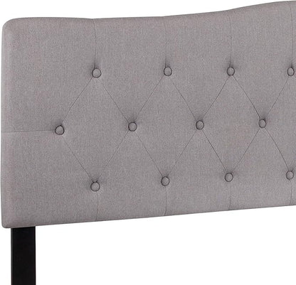 BizChair Arched Button Tufted King Size Headboard in Light Gray Fabric