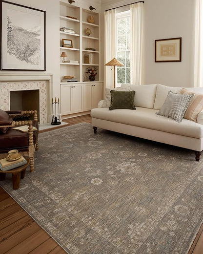 Loloi Chris Loves Julia Louisa Collection LOI-04 Lagoon/Ivory 5'-3" x 5'-3", .38" Pile Height, Round Area Rug