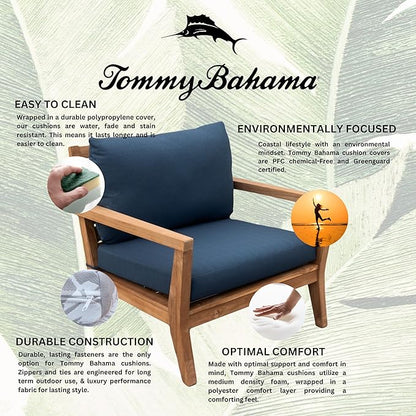Tommy Bahama Deep Seating Lounge Cushion, 23" X 24" X 4", Bamboo Bay Cobalt