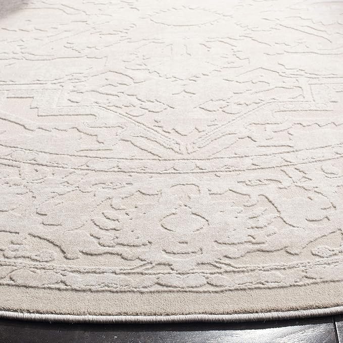 SAFAVIEH Reflection Collection Area Rug - 6'7" Round, Cream & Ivory, Non-Shedding & Easy Cleaning, Ideal for Living Room, Bedroom (RFT665D)