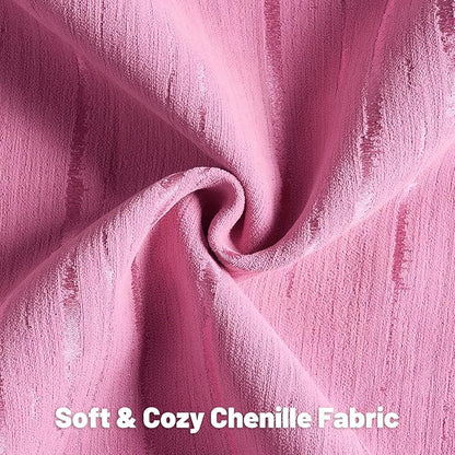 FUTEI Hot Pink Chenille Decorative Throw Pillow Covers 16x16 Inch Set of 2,Soft Embossed Striped Textured Cushion Case,Modern Home Decor for Couch Bed Living Room