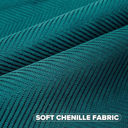 FUTEI Teal Chenille Throw Pillow Covers 16x16 Inch Set of 2,Soft Wide Chevron Textured Cushion Case,Farmhouse Home Decor for Couch Bed Living Room