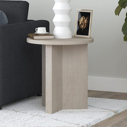 Henn&Hart 20" Wide Round Side Table in Alder White, for Home, Living Room, Bedroom, Entertainment Room or Office