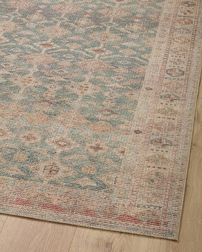 Loloi Angela Rose Aubrey Collection AUB-02 Aqua/Sand 2'-6" x 7'-6", .19" Pile Height, Runner Rug