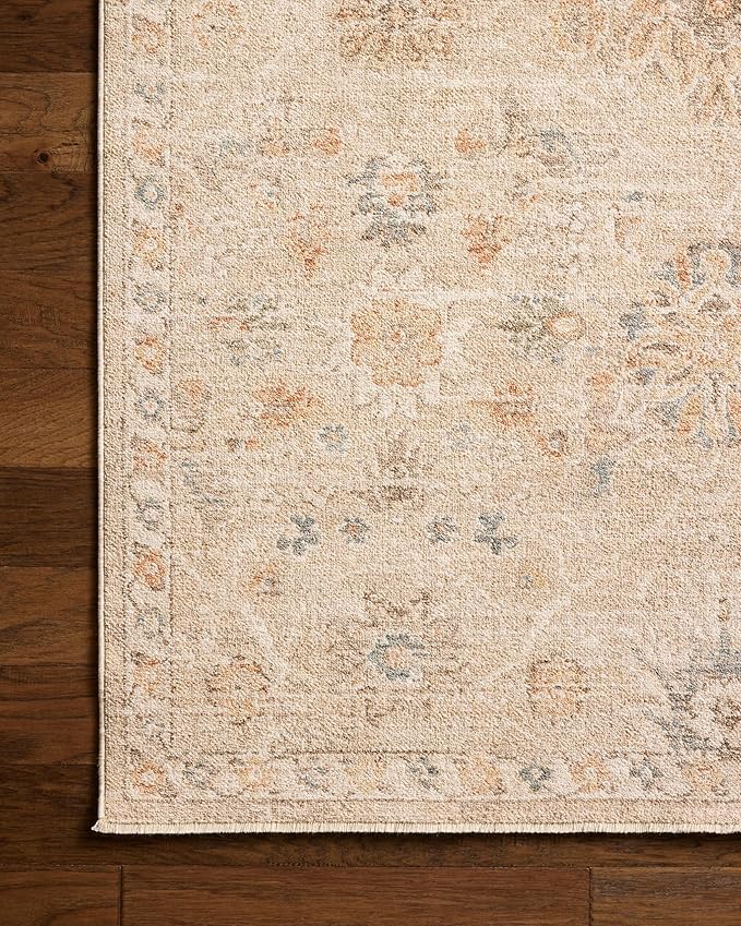 Loloi Chris Loves Julia Palma Collection PLM-11 Natural/Multi 6'-3" x 9'-6" Fringe Area Rug Vintage Style Boho Living Room Bedroom Carpet