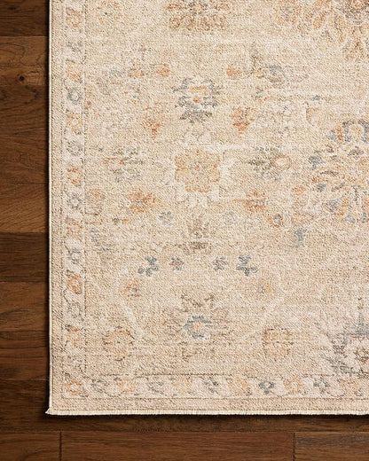 Loloi Chris Loves Julia Palma Collection PLM-11 Natural/Multi 5'-3" x 7'-6" Fringe Area Rug Vintage Style Boho Living Room Bedroom Carpet