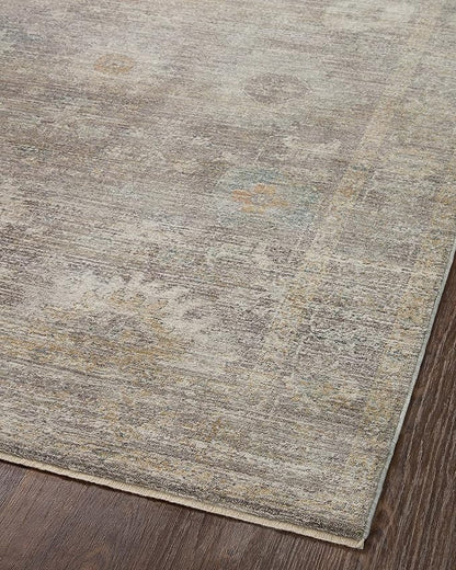 Loloi Magnolia Home by Joanna Gaines Millie Collection MIE-05 Stone/Natural 9'-6" x 9'-6", .25" Pile Height, Round Area Rug