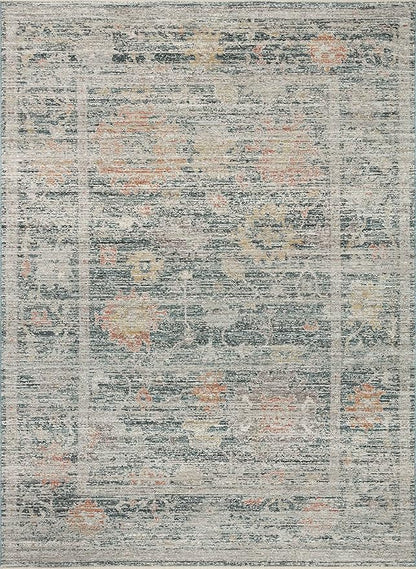 Loloi Magnolia Home by Joanna Gaines Millie Collection MIE-01 Blue/Multi 2'-7" x 8'-0", .25" Pile Height, Runner Rug