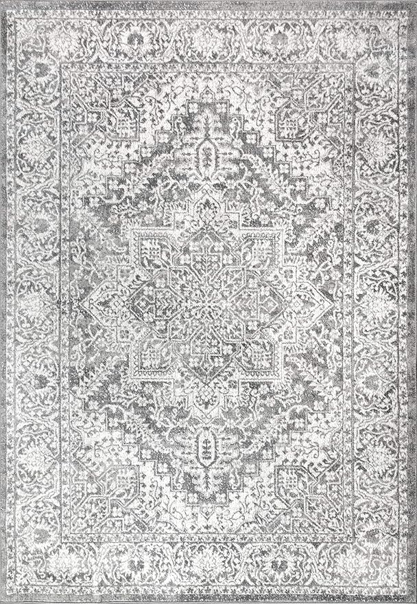 JONATHAN Y Modern Vintage Medallion Light Gray Indoor Area Rug, 12x15, Country, Floral, Easy-Cleaning for Living Room, Bedroom, Kitchen, Pet Friendly, Non-Shedding (MDP100A-15)