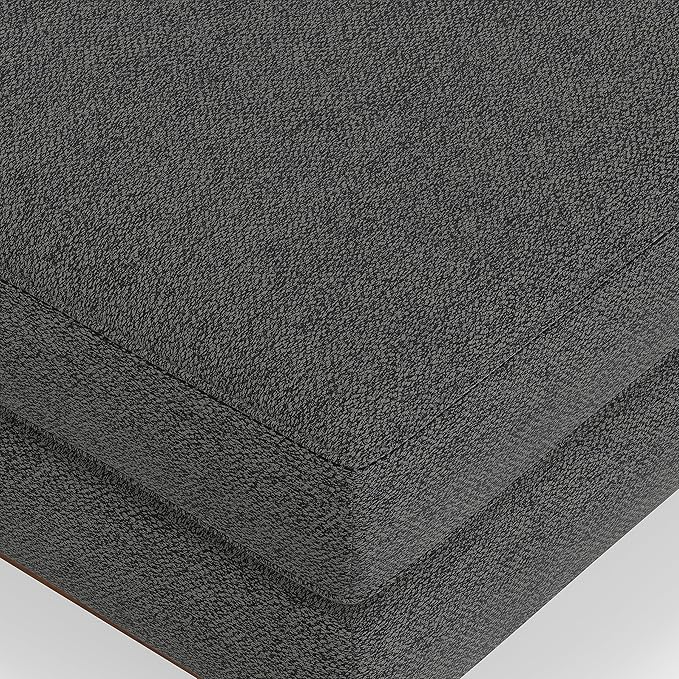 SIMPLIHOME Morrison Mid-Century Modern 89 inch Wide Sofa with Ottoman Set in Charcoal Grey Tightly Woven Performance Fabric for the Living Room and Family Room