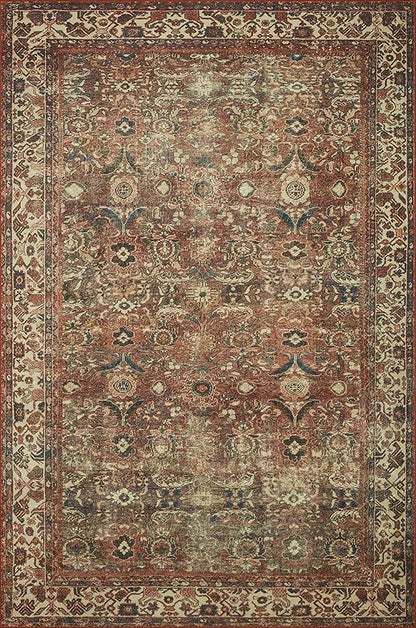Loloi Magnolia Home by Joanna Gaines Banks Collection BAN-04 Brick/Ivory 3'-6" x 5'-6" .13" Pile Height, Machine Washable, Accent Rug